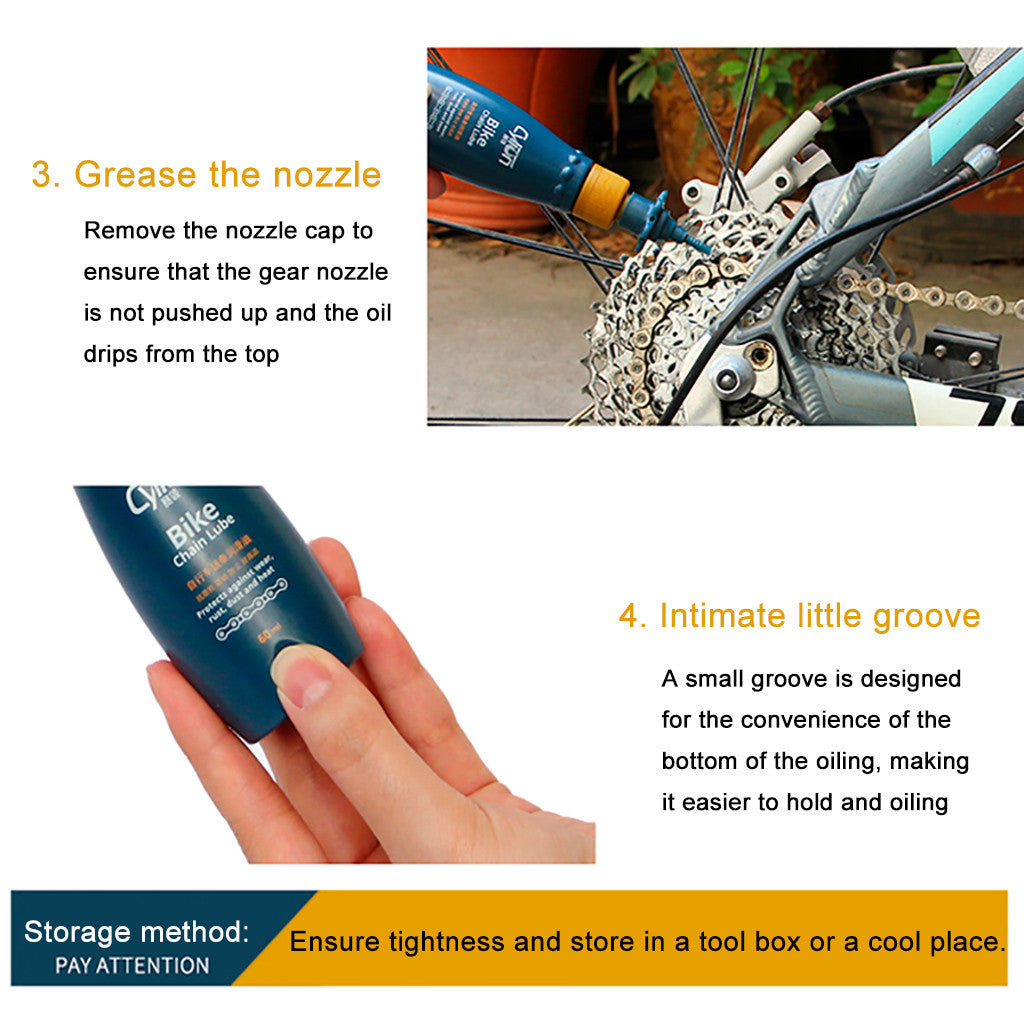 60ml Mountain Bike Bicycle Chain Lubricant Lube Oil with Cleaning Cloth - SpaceEleven