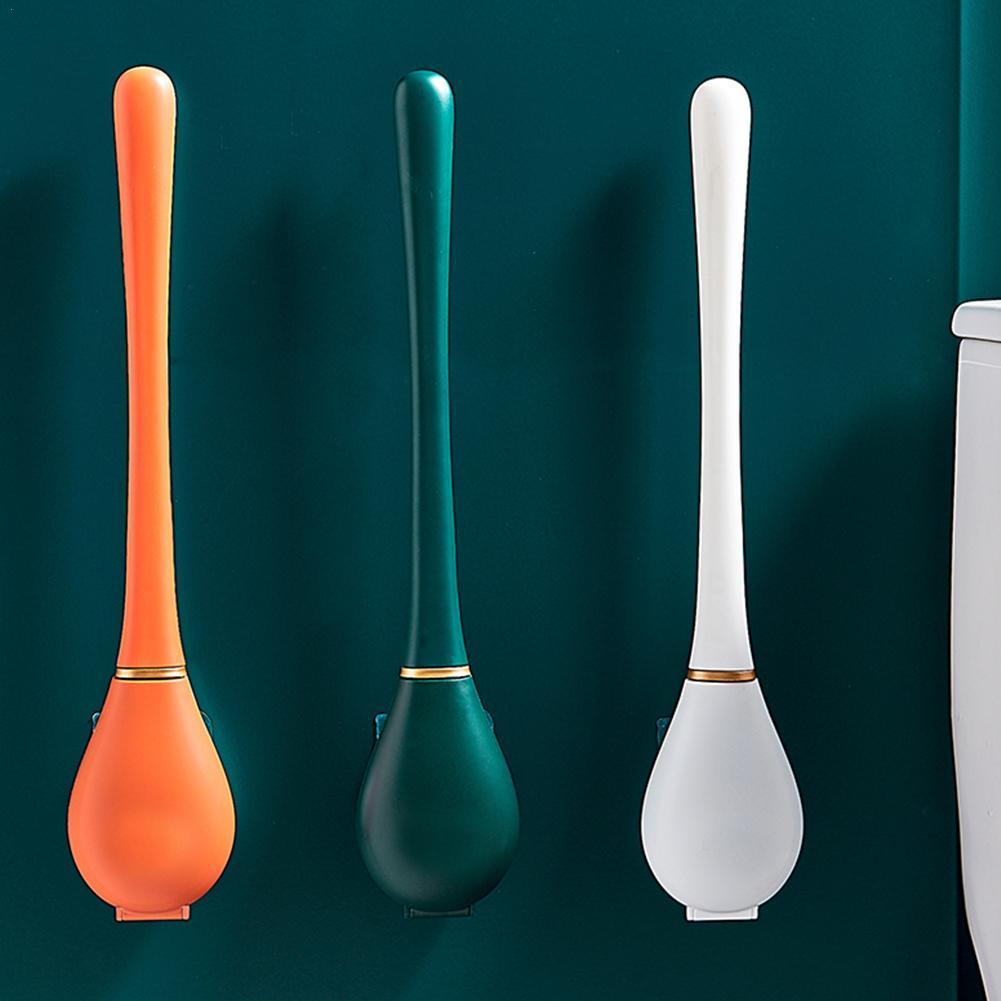 New Silicone Modern Hygienic Toilet Brush Holder Wall-mount - SpaceEleven