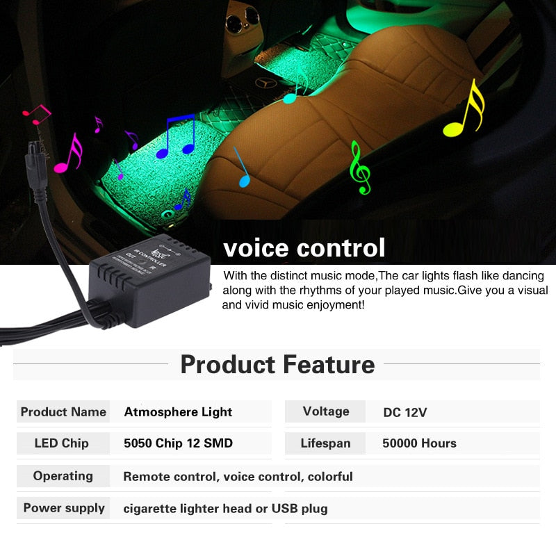 Car Interior RGB LED Decorative Strip Light - Decorative Atmosphere Lights - SpaceEleven