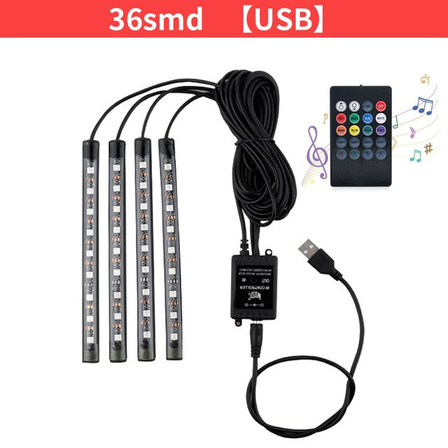 Car Interior RGB LED Decorative Strip Light - Decorative Atmosphere Lights - SpaceEleven