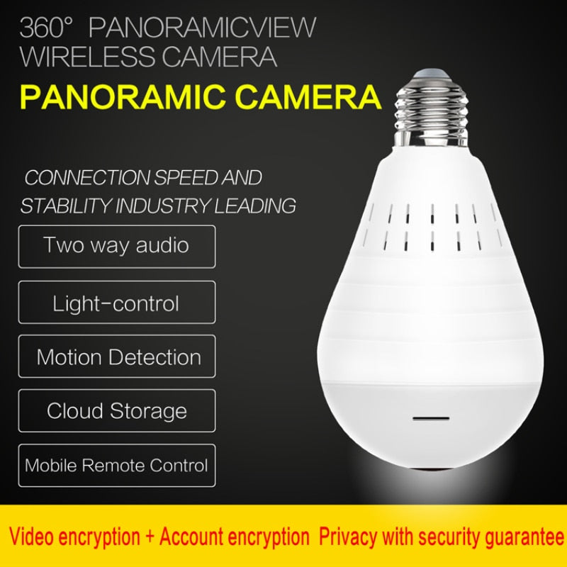 960P Wireless Panoramic Home Security Bulb Lamp - SpaceEleven