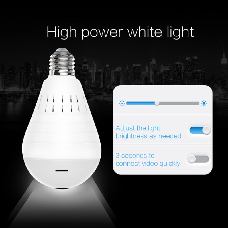 960P Wireless Panoramic Home Security Bulb Lamp - SpaceEleven