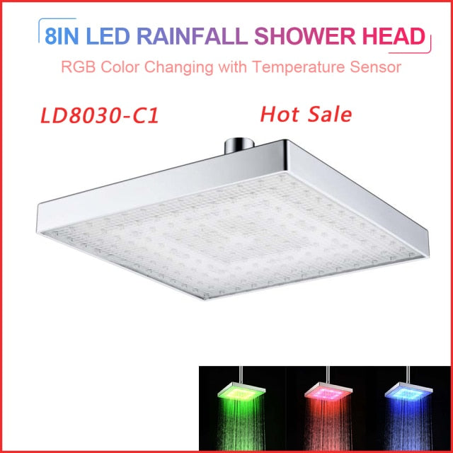 LED Rainfall Shower Head - SpaceEleven