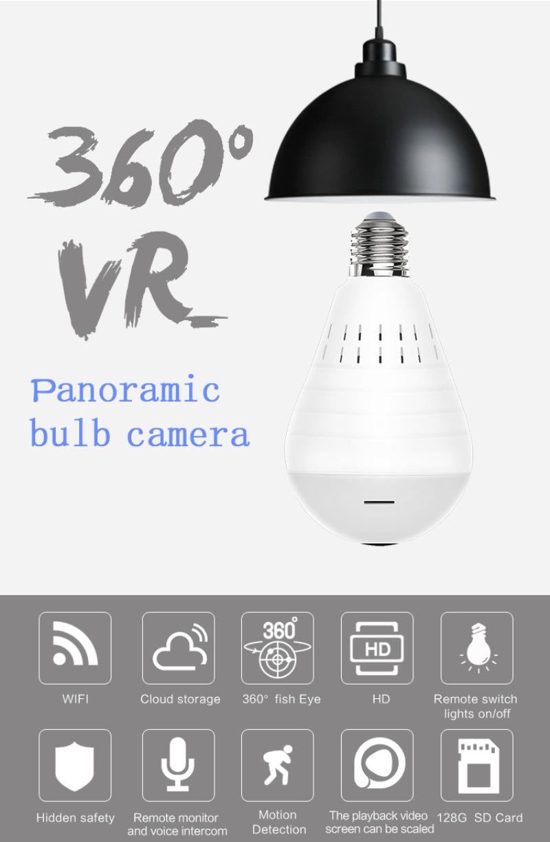 960P Wireless Panoramic Home Security Bulb Lamp - SpaceEleven