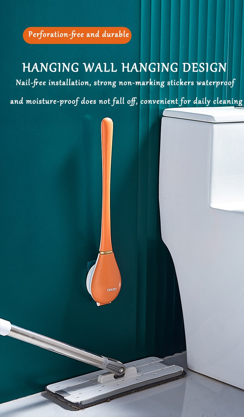 New Silicone Modern Hygienic Toilet Brush Holder Wall-mount - SpaceEleven