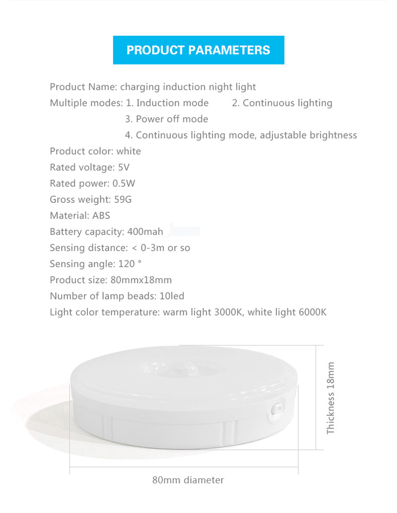 Motion Sensor LED Night Light - USB Rechargeable - SpaceEleven